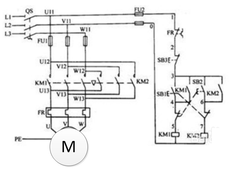 电动机按钮联锁正反转控制电路图