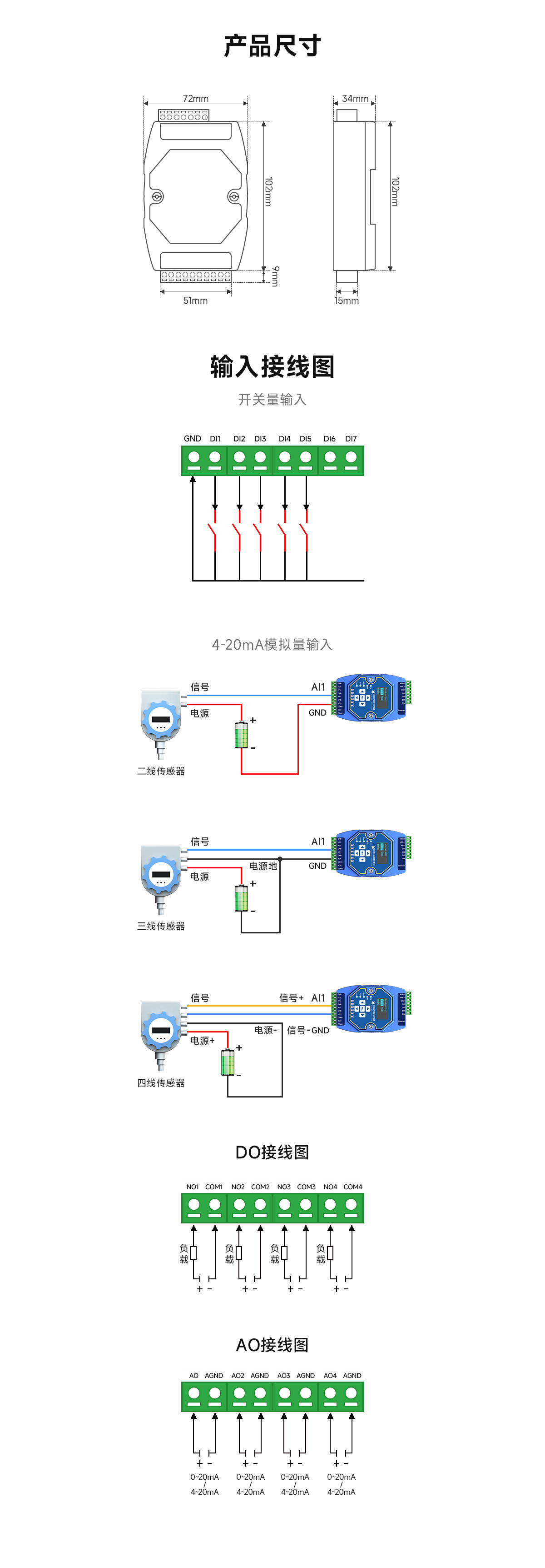 E31系列产品接线尺寸图