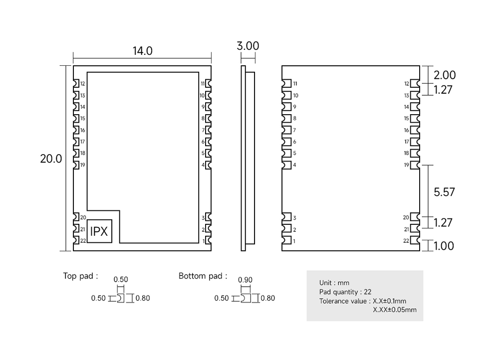 E22系列lora模块产品尺寸
