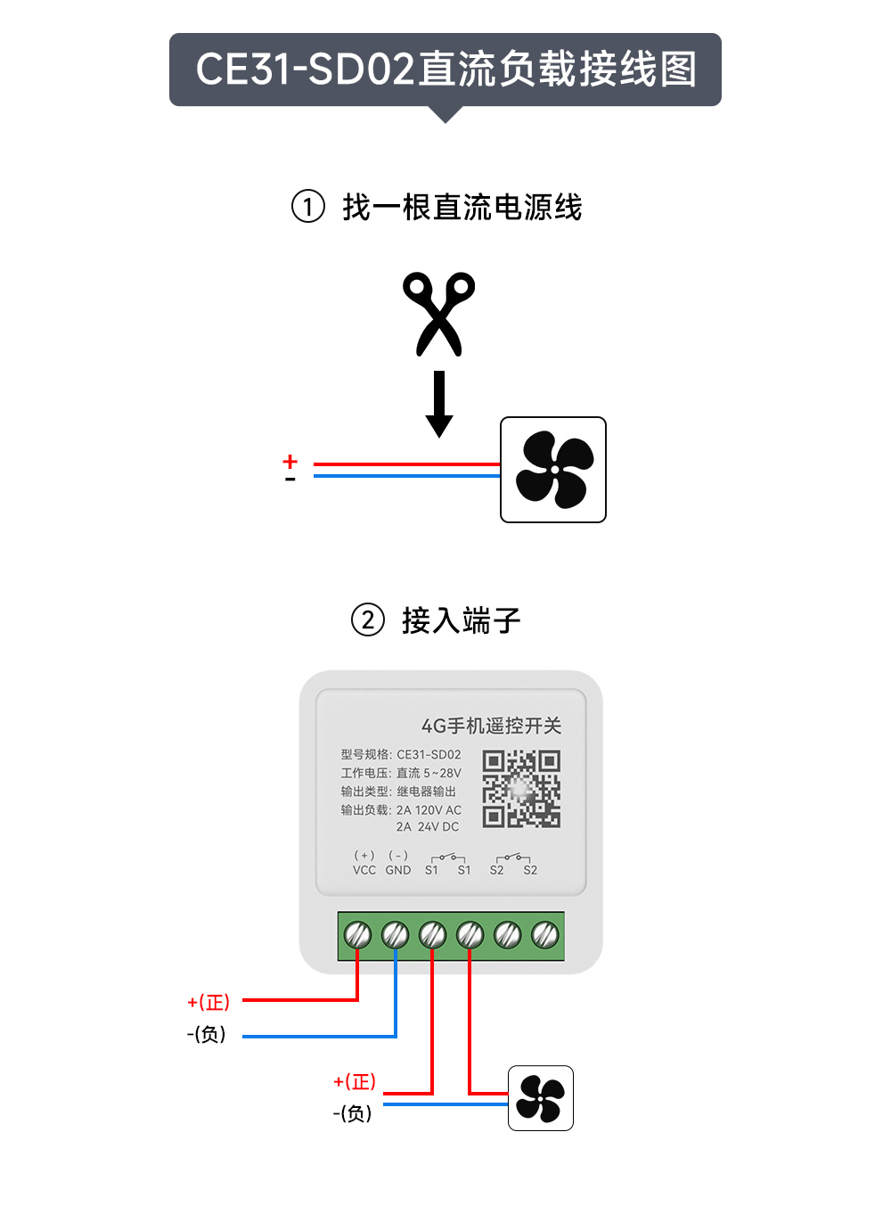 CE31-SD02 4G手机 远程控制 遥控开关 接线图 (2)