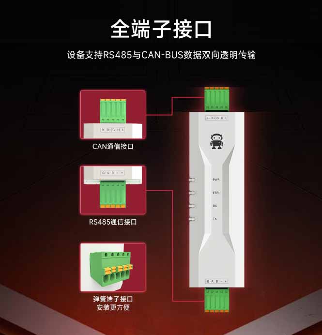 端子接口-ECAN-101型CAN总线转RS485总线设备