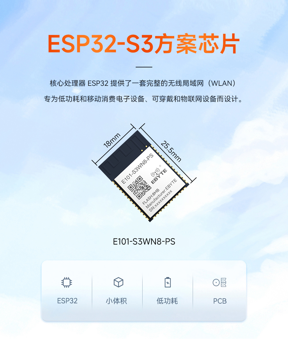 E101-S3WN8-PS 双核蓝牙WiFi模块 01