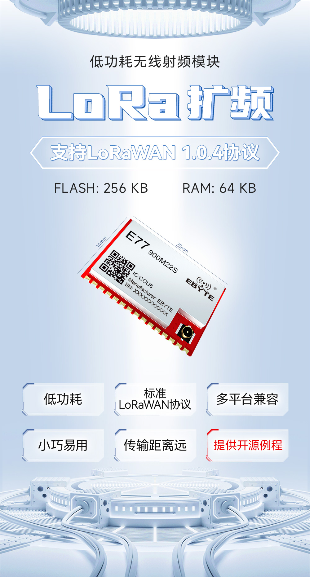 E77-900M22S 支持LoRaWAN协议的LoRa扩频模块 (1)